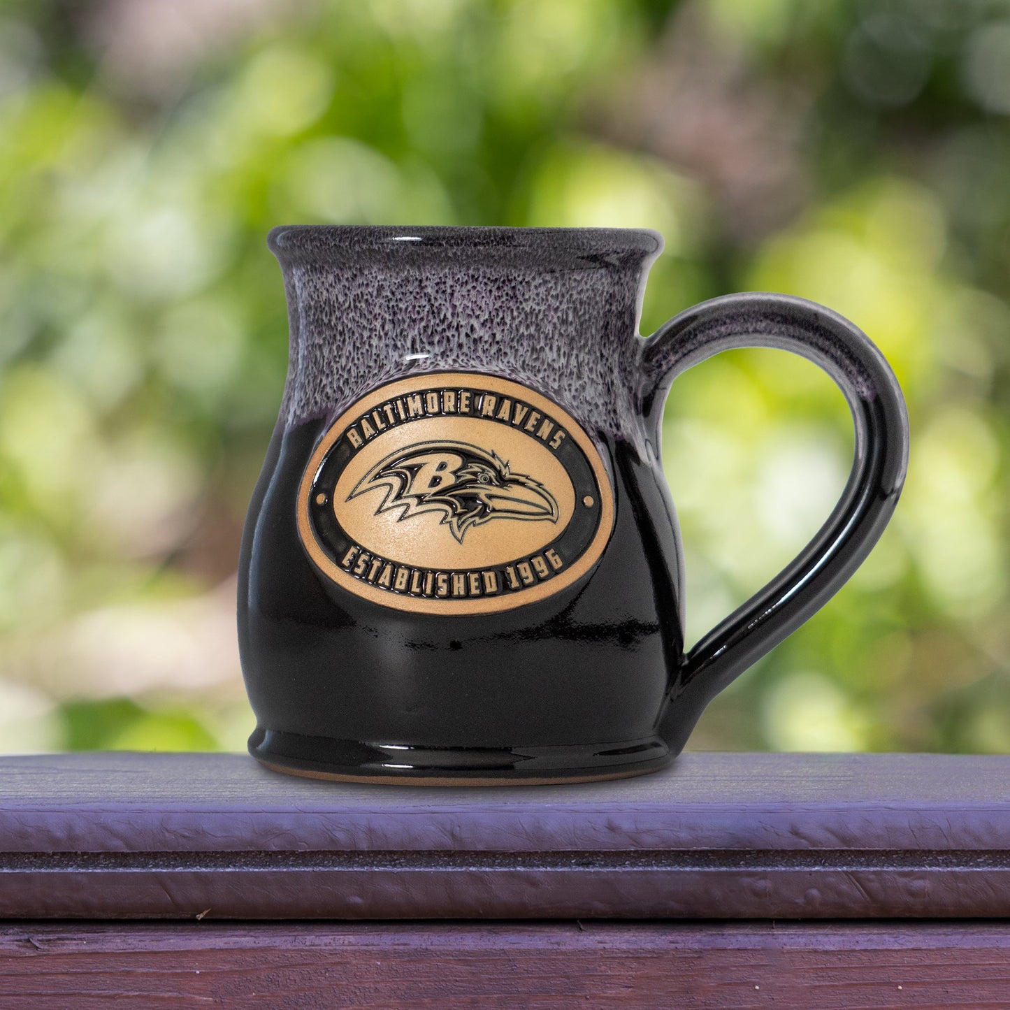Baltimore Ravens 14-oz Two-Tone Tall Belly Mug, Handmade Large Ceramic Coffee Mug With Team Logo, Premium Deneen Pottery Made in USA