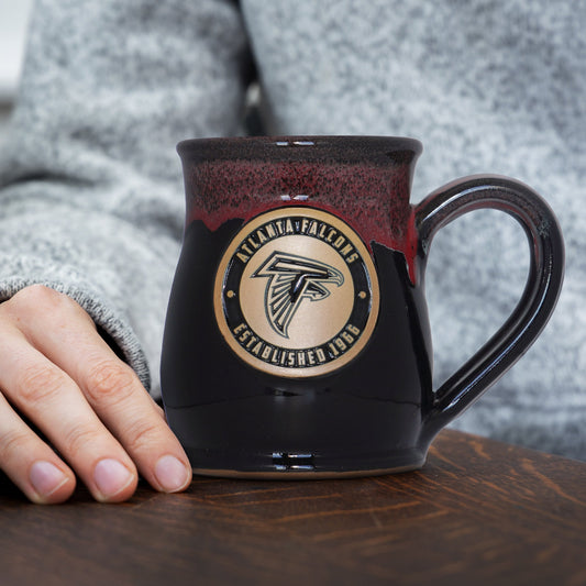 Atlanta Falcons 14-oz Two-Tone Tall Belly Mug, Handmade Large Ceramic Coffee Mug With Team Logo, Premium Deneen Pottery Made in USA