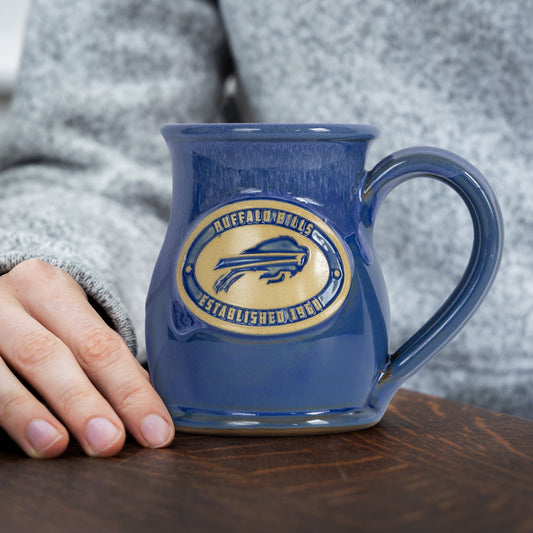 Buffalo Bills 14-oz Two-Tone Tall Belly Mug, Handmade Large Ceramic Coffee Mug With Team Logo, Premium Deneen Pottery Made in USA