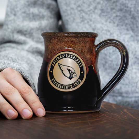 Arizona Cardinals 14-oz Two-Tone Tall Belly Mug, Handmade Large Ceramic Coffee Mug With Team Logo, Premium Deneen Pottery Made in USA