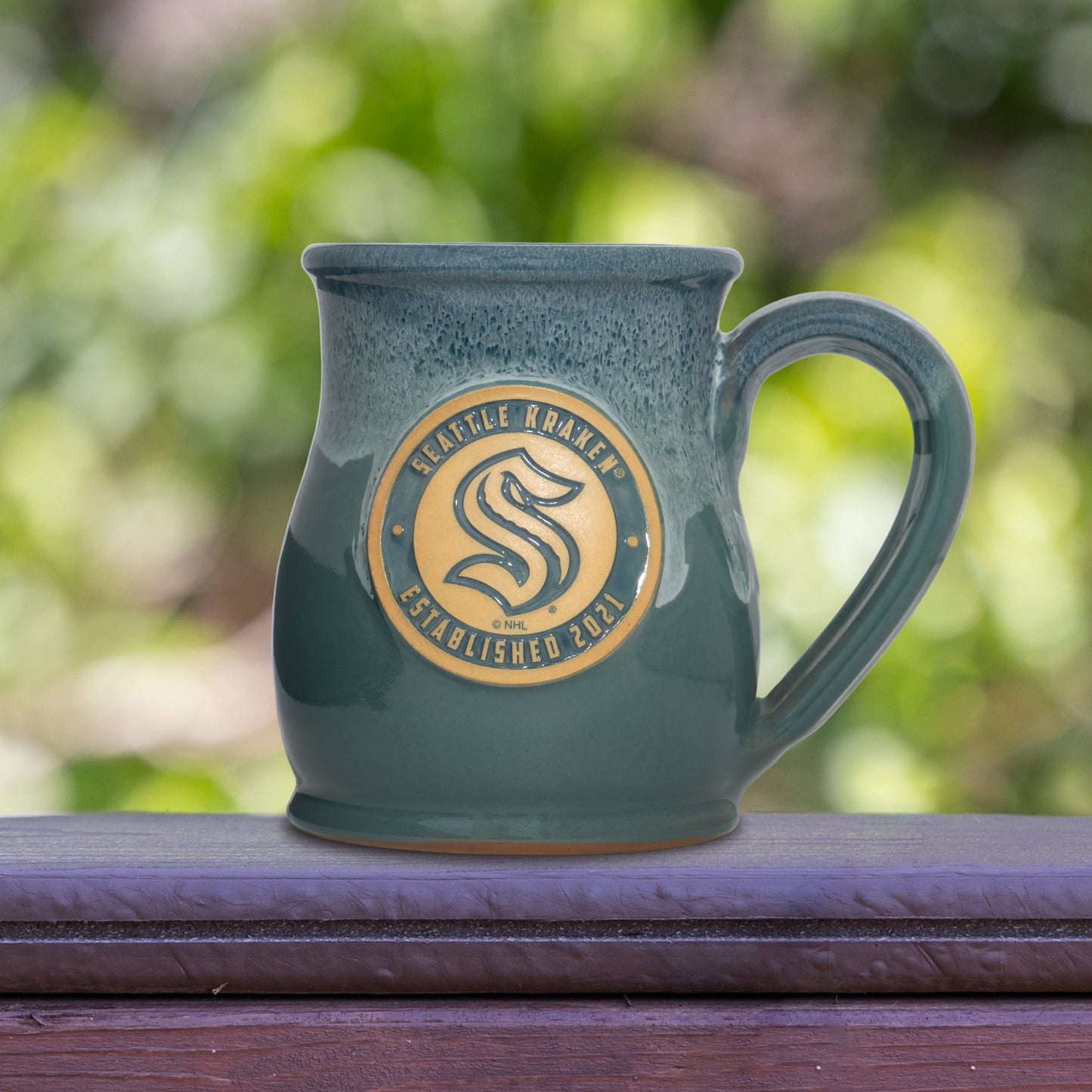 Seattle Kraken 14-oz Two-Tone Tall Belly Mug, Handmade Large Ceramic Coffee Mug With Team Logo, Premium Deneen Pottery Made in USA