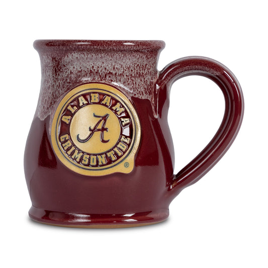 Alabama Crimson Tide 14-oz Two-Tone Tall Belly Mug, Handmade Large Ceramic Coffee Mug With Team Logo, Premium Deneen Pottery Made in USA