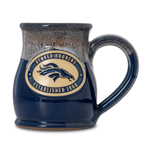 Denver Broncos 14-oz Two-Tone Tall Belly Mug, Handmade Large Ceramic Coffee Mug With Team Logo, Premium Deneen Pottery Made in USA