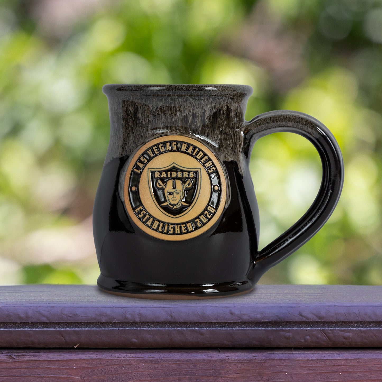 Las Vegas Raiders 14-oz Two-Tone Tall Belly Mug, Handmade Large Ceramic Coffee Mug With Team Logo, Premium Deneen Pottery Made in USA
