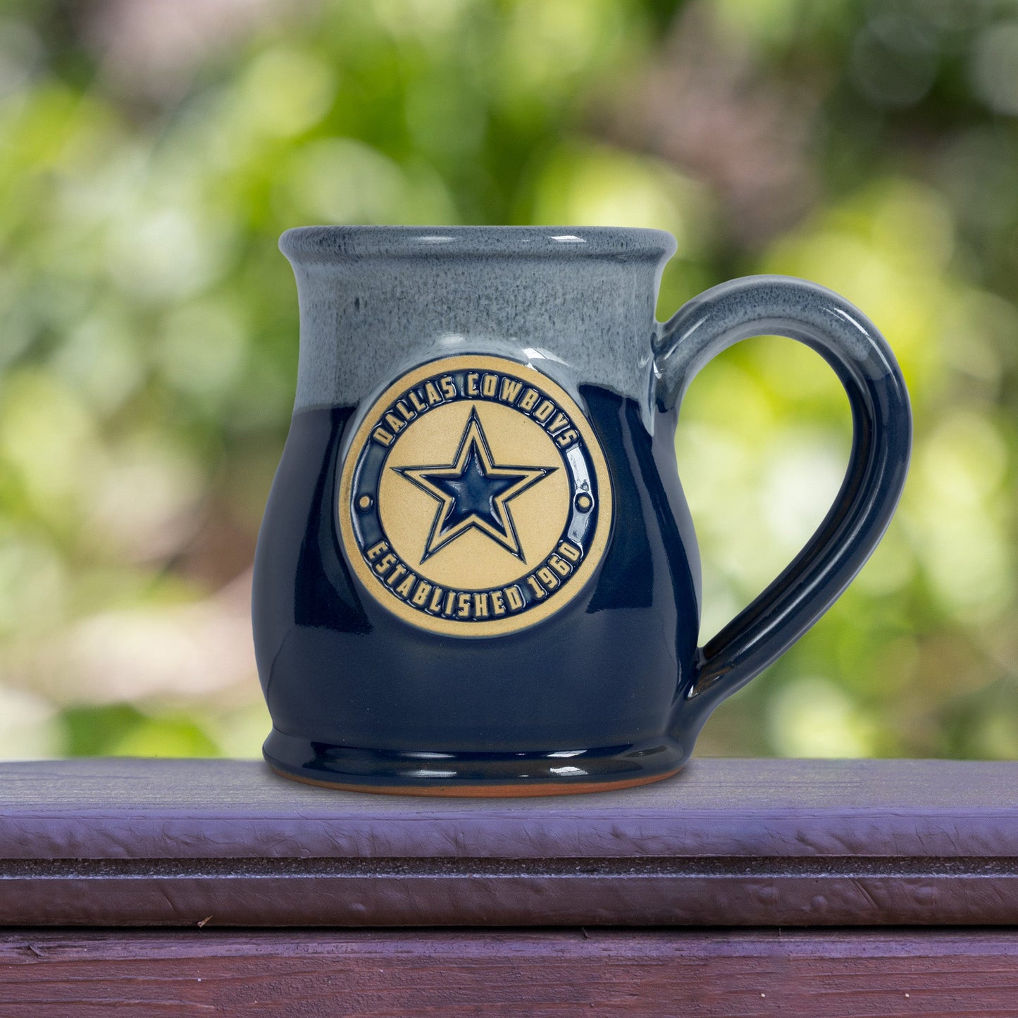 Dallas Cowboys 14-oz Two-Tone Tall Belly Mug, Handmade Large Ceramic Coffee Mug With Team Logo, Premium Deneen Pottery Made in USA