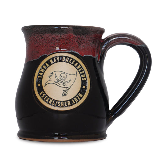 Tampa Bay Buccaneers 14-oz Two-Tone Tall Belly Mug, Handmade Large Ceramic Coffee Mug With Team Logo, Premium Deneen Pottery Made in USA