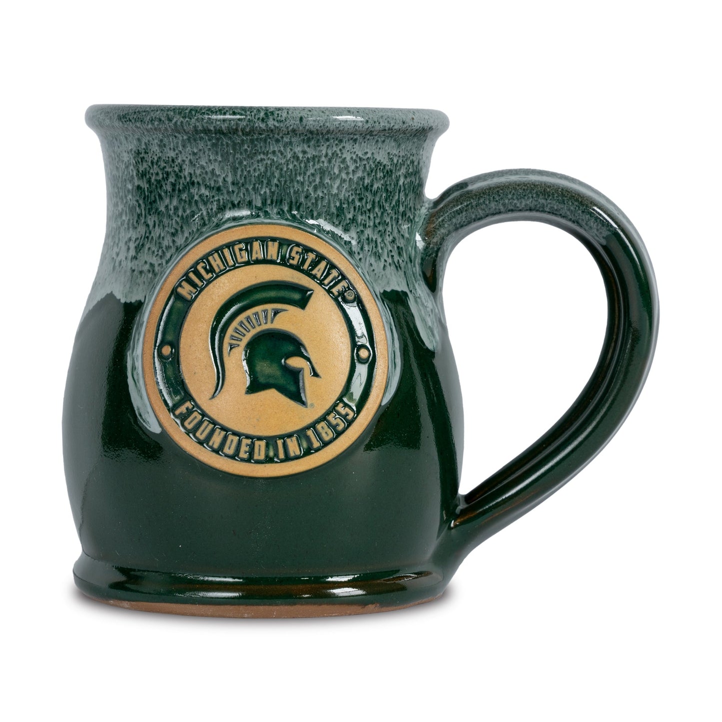 Michigan State Spartans 14-oz Two-Tone Tall Belly Mug, Handmade Large Ceramic Coffee Mug With Team Logo, Premium Deneen Pottery Made in USA