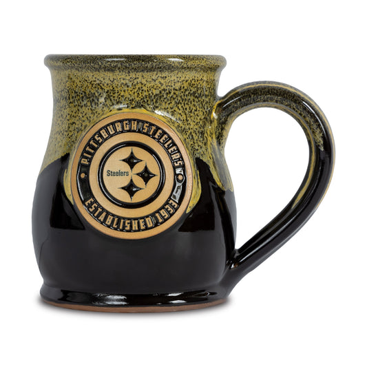Pittsburgh Steelers 14-oz Two-Tone Tall Belly Mug, Handmade Large Ceramic Coffee Mug With Team Logo, Premium Deneen Pottery Made in USA