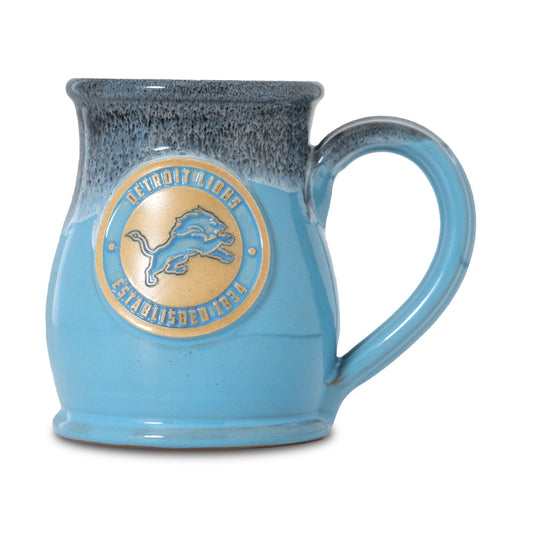 Detroit Lions 14-oz Two-Tone Tall Belly Mug, Handmade Large Ceramic Coffee Mug With Team Logo, Premium Deneen Pottery Made in USA