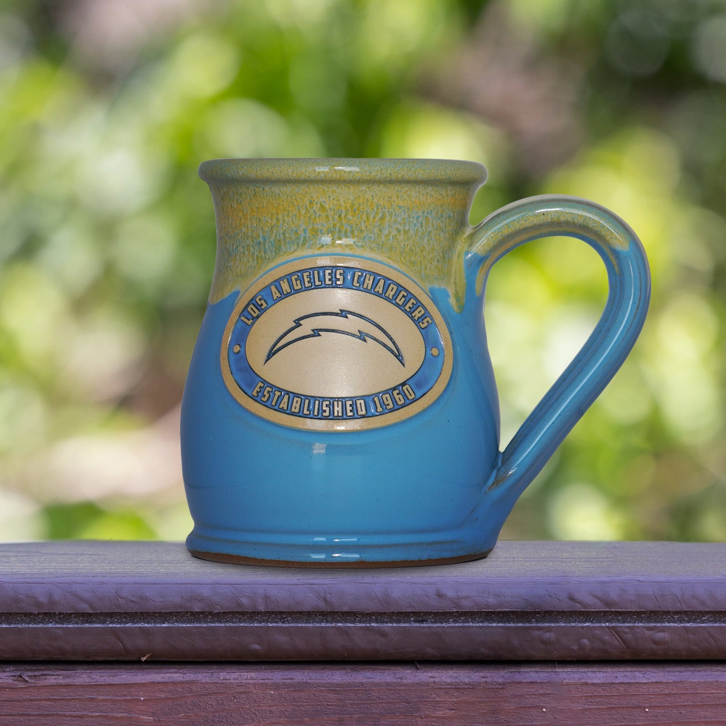 Los Angeles Chargers 14-oz Two-Tone Tall Belly Mug, Handmade Large Ceramic Coffee Mug With Team Logo, Premium Deneen Pottery Made in USA
