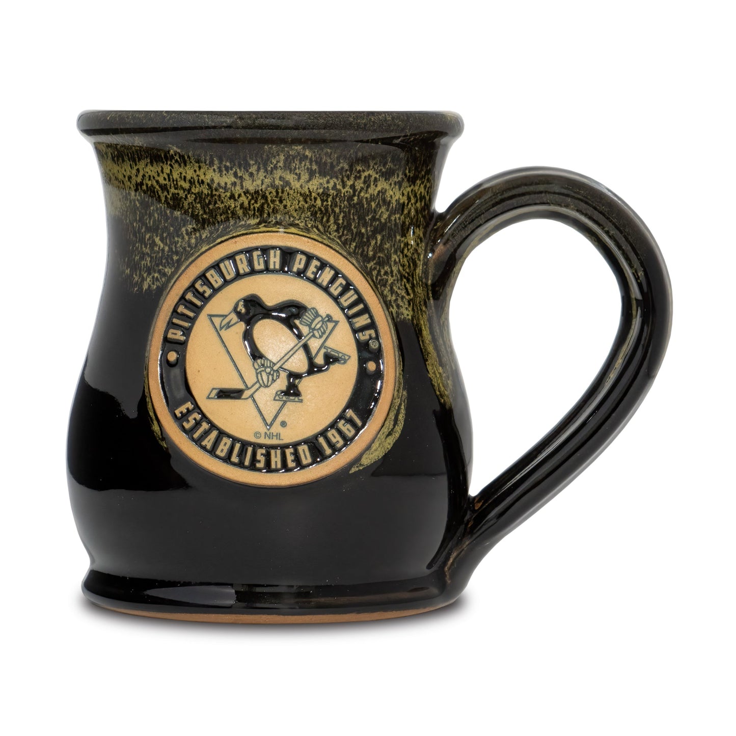 Pittsburgh Penguins 14-oz Two-Tone Tall Belly Mug, Handmade Large Ceramic Coffee Mug With Team Logo, Premium Deneen Pottery Made in USA