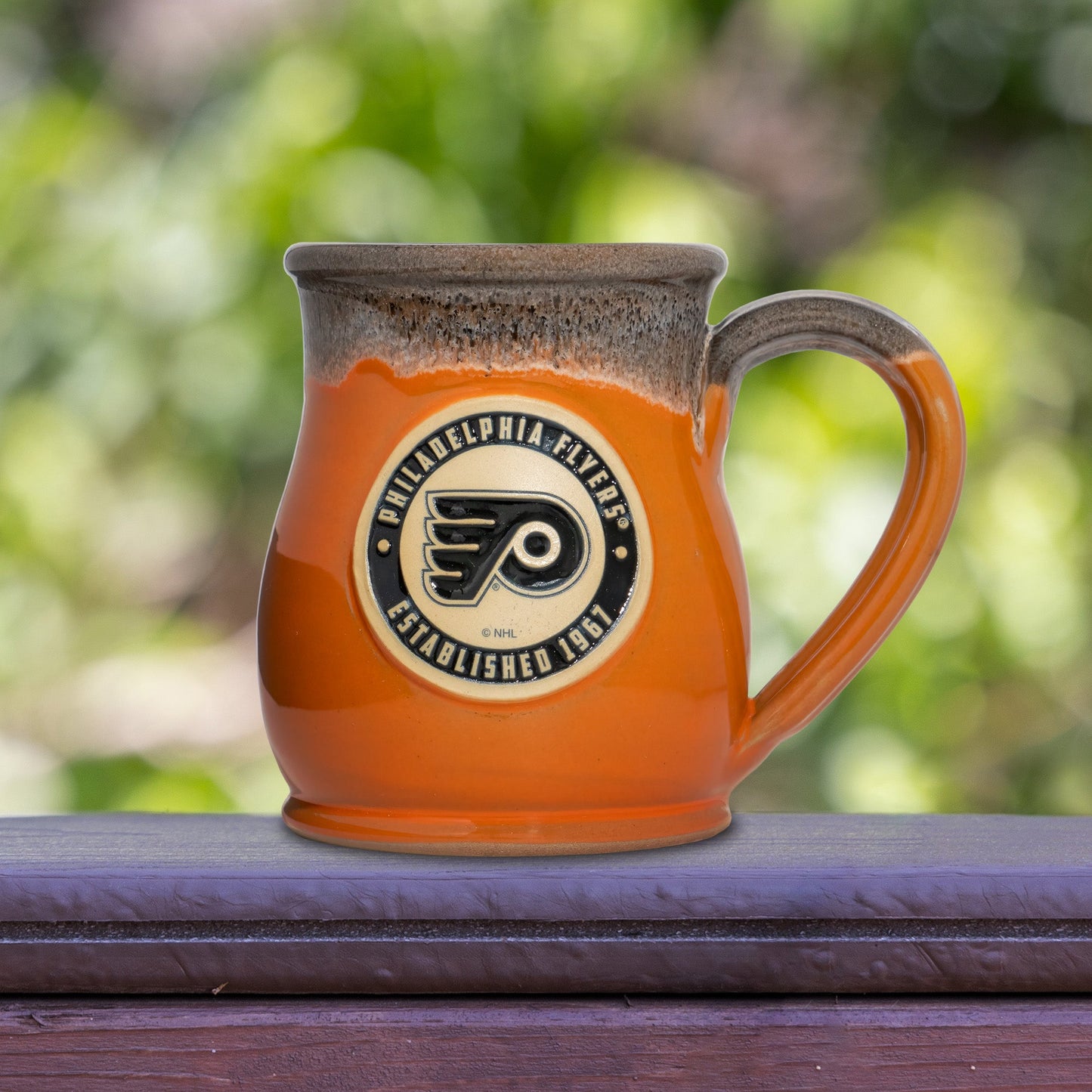 Philadelphia Flyers 14-oz Two-Tone Tall Belly Mug, Handmade Large Ceramic Coffee Mug With Team Logo, Premium Deneen Pottery Made in USA