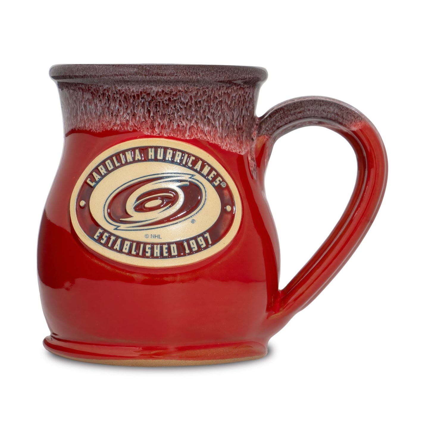 Carolina Hurricanes 14-oz Two-Tone Tall Belly Mug, Handmade Large Ceramic Coffee Mug With Team Logo, Premium Deneen Pottery Made in USA