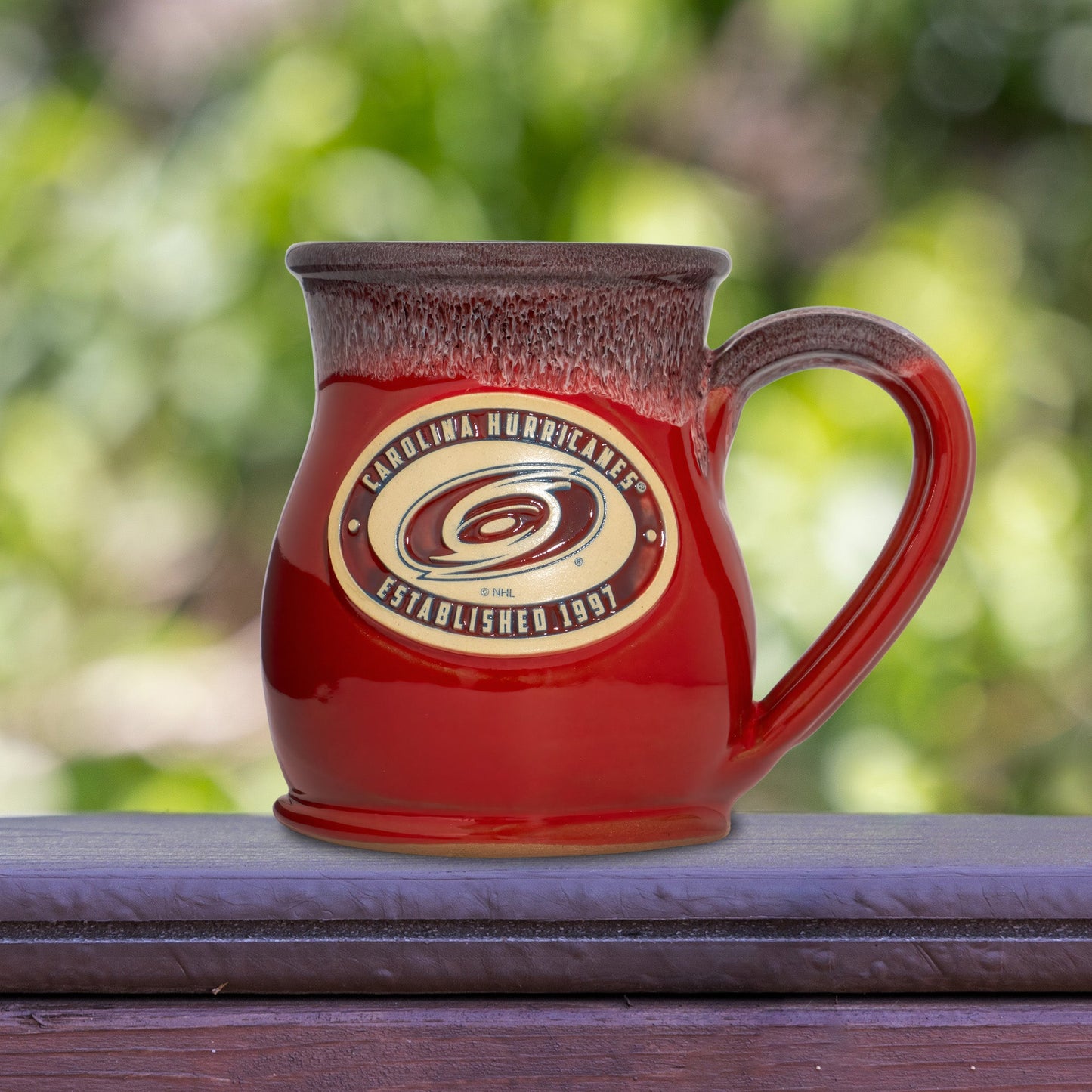 Carolina Hurricanes 14-oz Two-Tone Tall Belly Mug, Handmade Large Ceramic Coffee Mug With Team Logo, Premium Deneen Pottery Made in USA