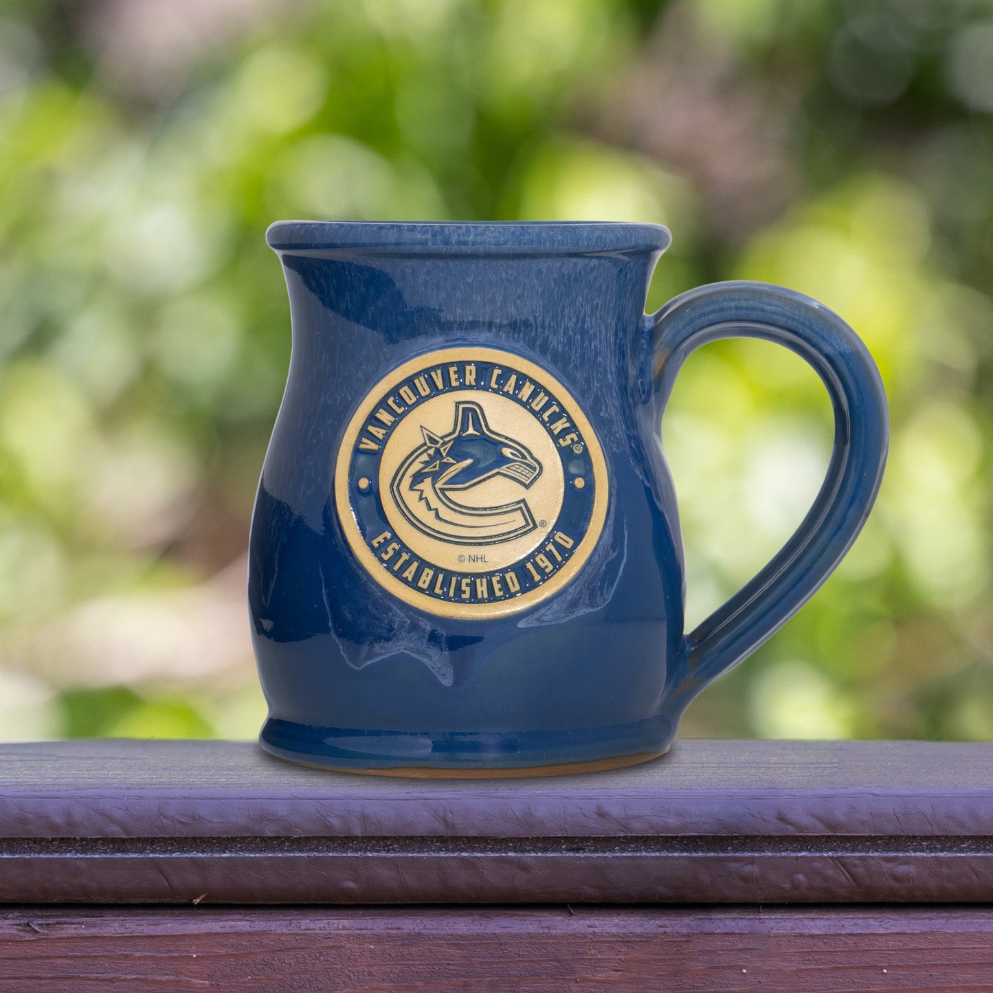 Vancouver Canucks 14-oz Two-Tone Tall Belly Mug, Handmade Large Ceramic Coffee Mug With Team Logo, Premium Deneen Pottery Made in USA