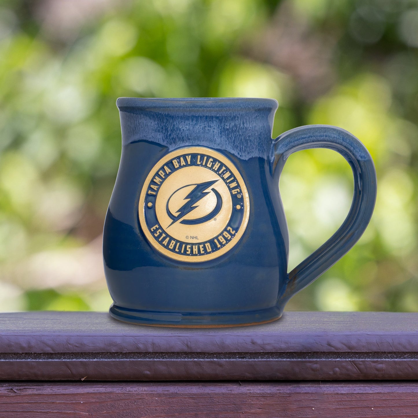 Tampa Bay Lightning 14-oz Two-Tone Tall Belly Mug, Handmade Large Ceramic Coffee Mug With Team Logo, Premium Deneen Pottery Made in USA
